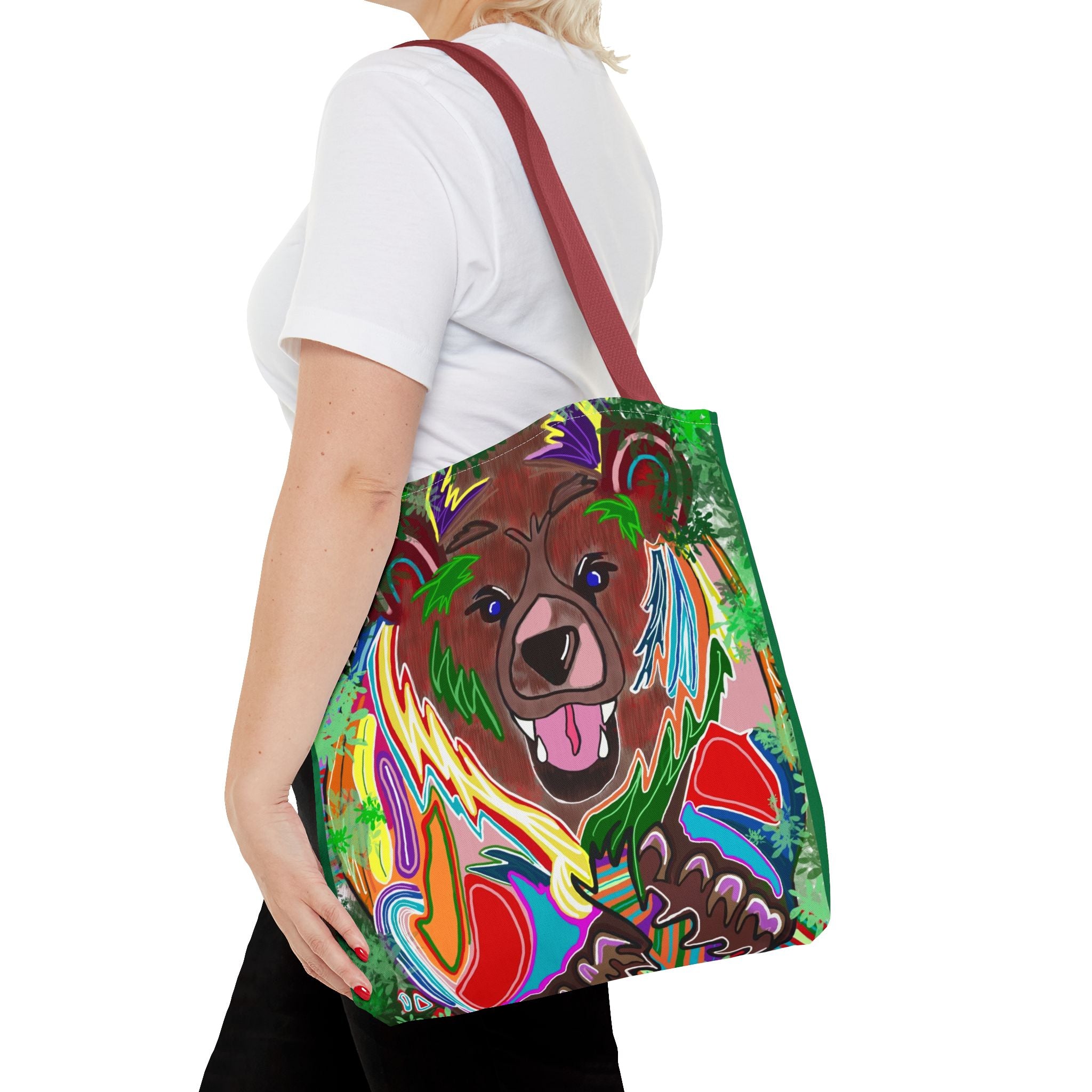 Colorful Bear Graphic Tote Bag - Eco-Friendly and Stylish