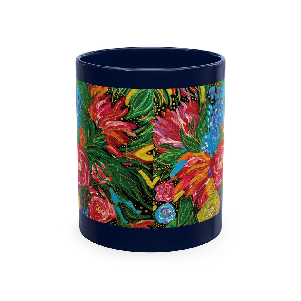 Vibrant Tropical Floral Traditional Ceramic Mug