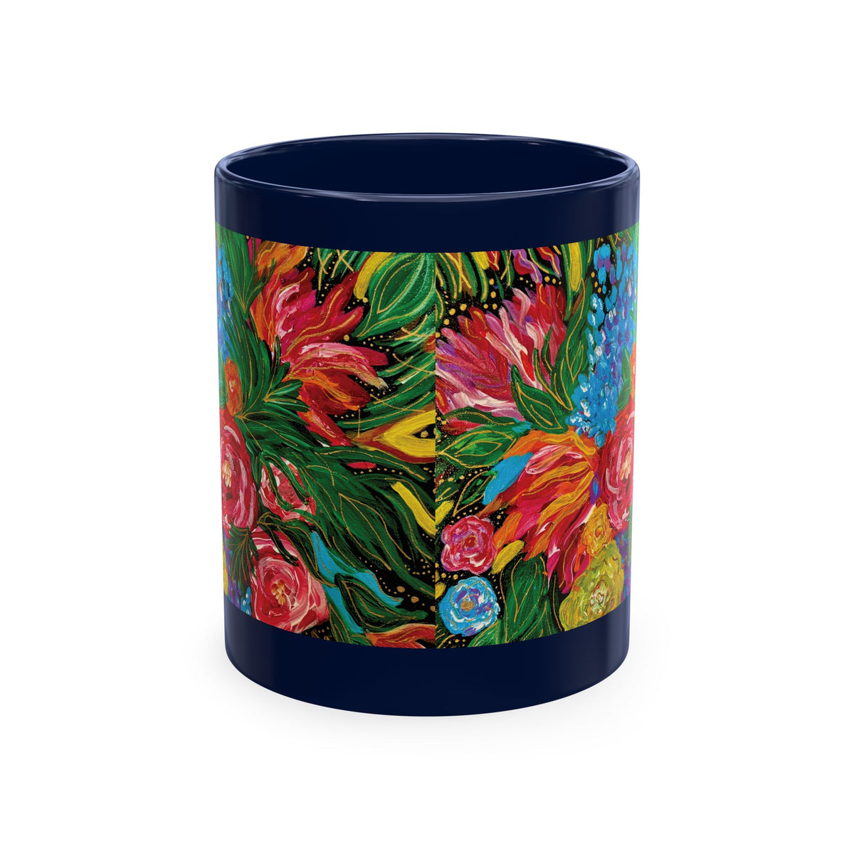 Vibrant Tropical Floral Traditional Ceramic Mug