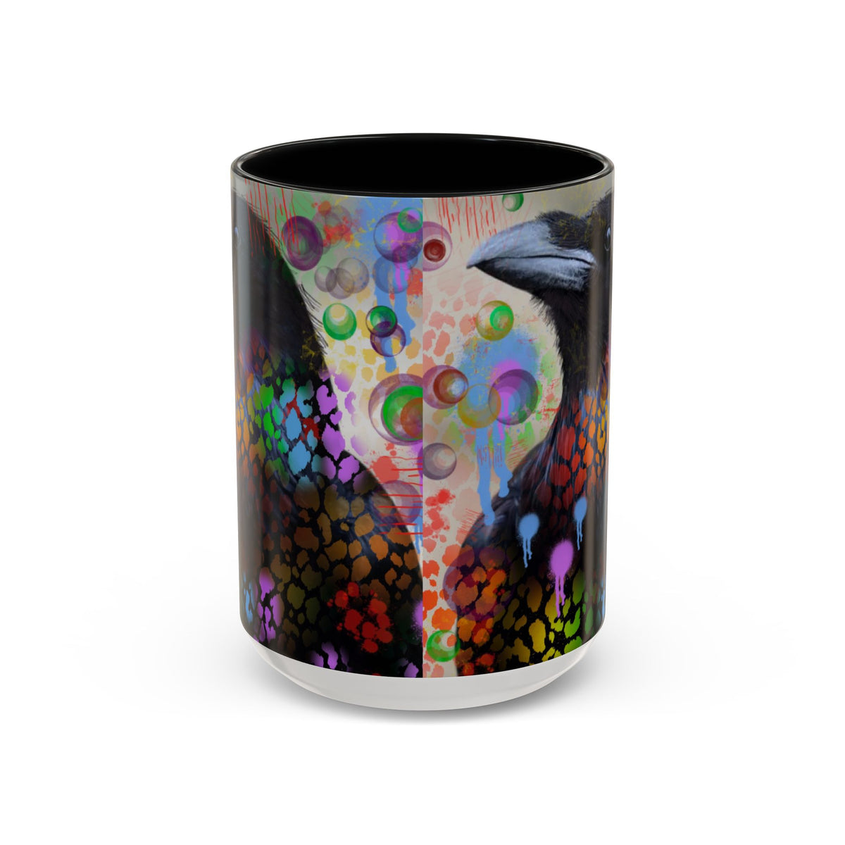 Crow Art Coffee Mug — Colorful Raven Accent Mug (11/15oz)