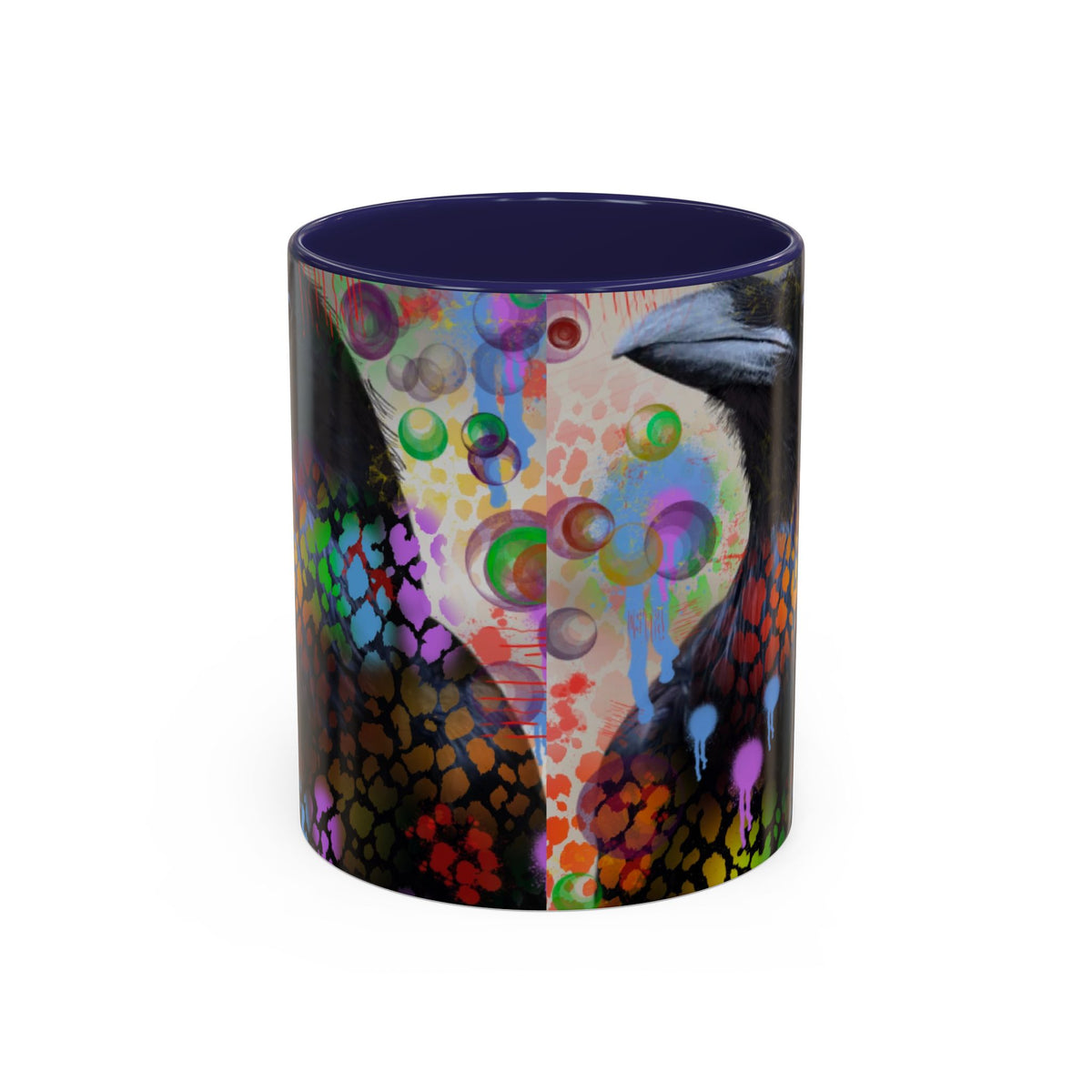 Crow Art Coffee Mug — Colorful Raven Accent Mug (11/15oz)
