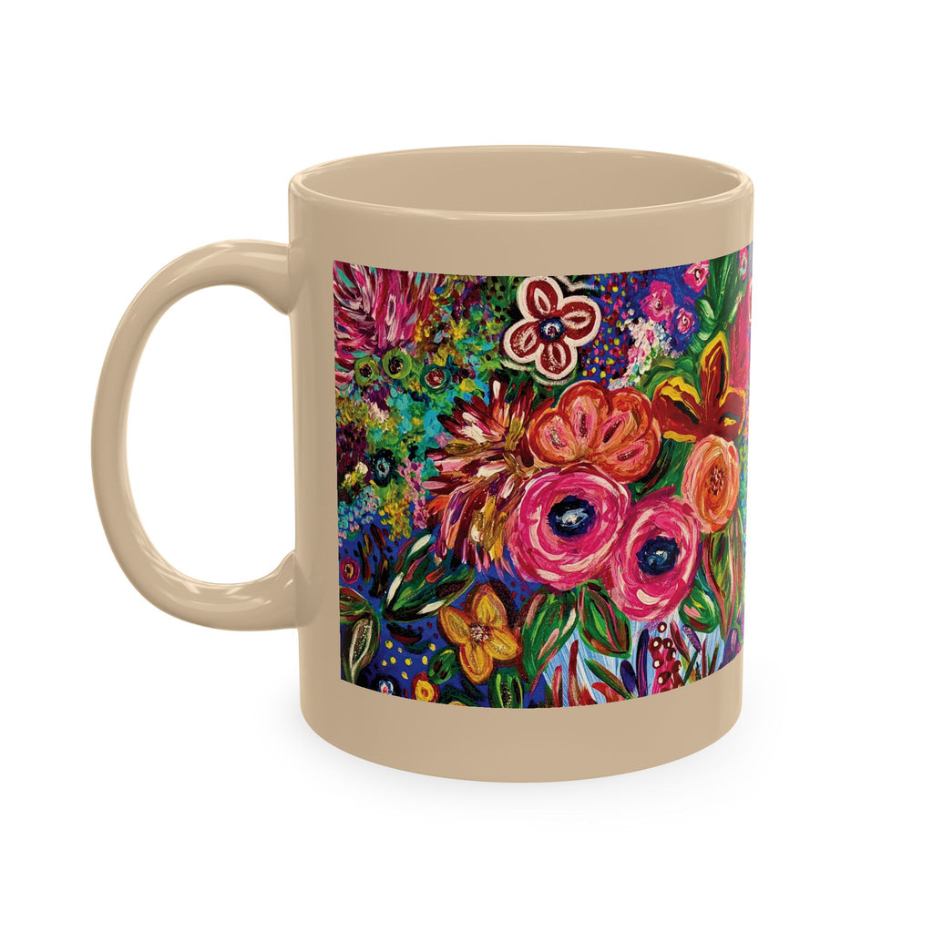 Vibrant Floral Garden Art Coffee Cup