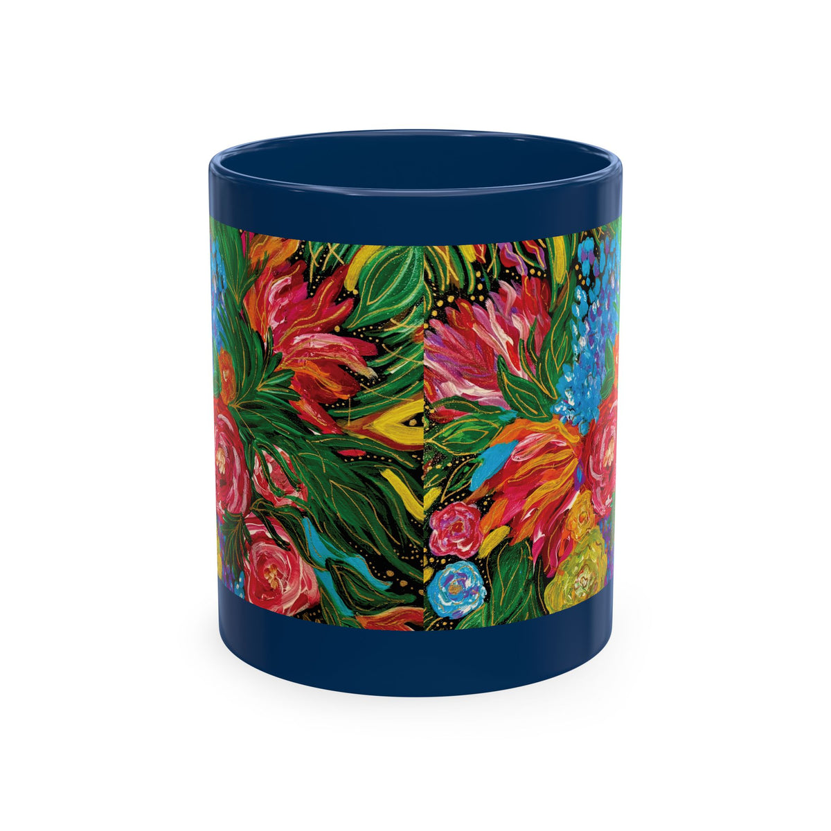 Vibrant Tropical Floral Traditional Ceramic Mug