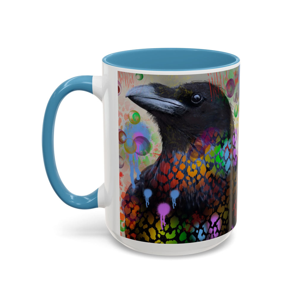 Crow Art Coffee Mug — Colorful Raven Accent Mug (11/15oz)