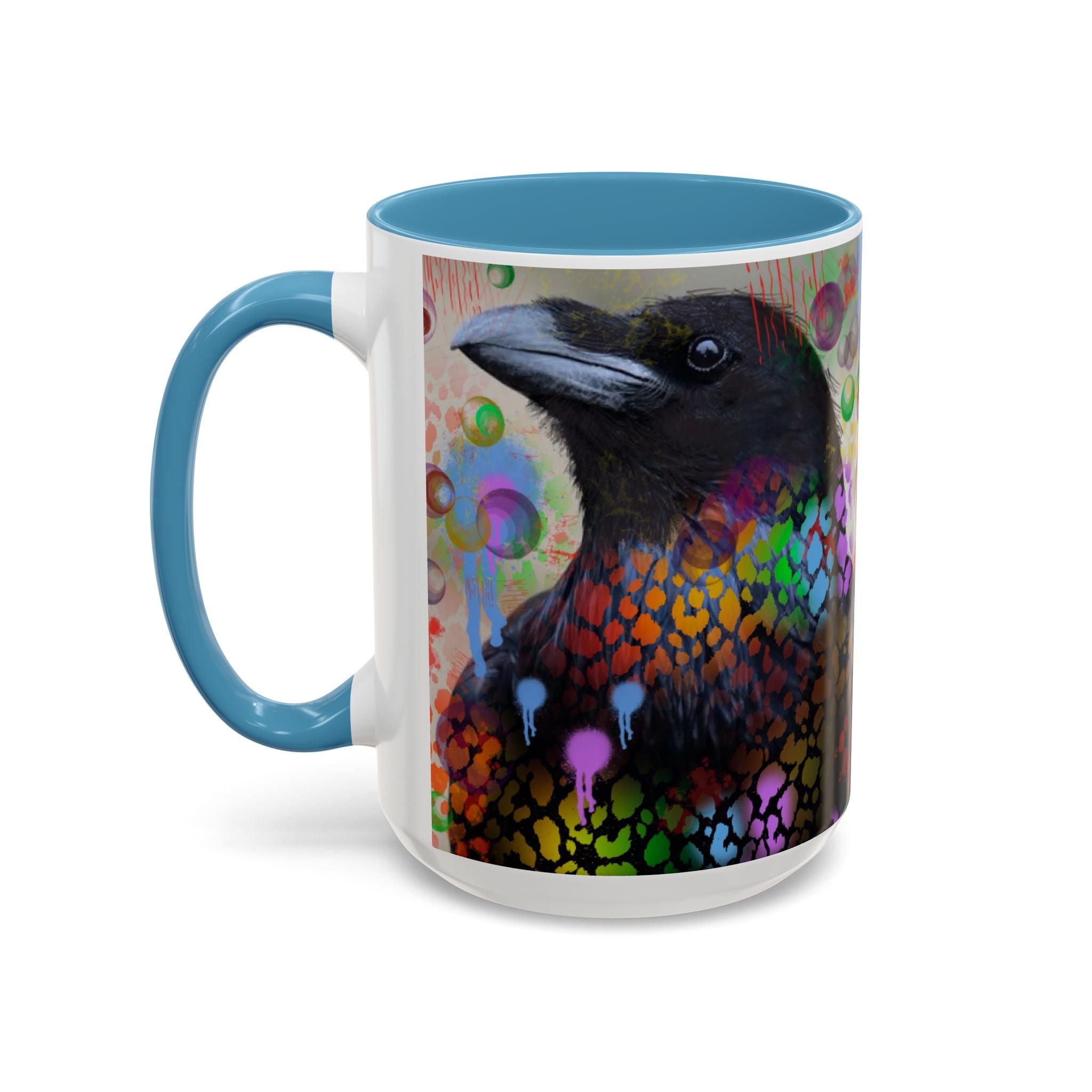 Crow Art Coffee Mug — Colorful Raven Accent Mug (11/15oz)