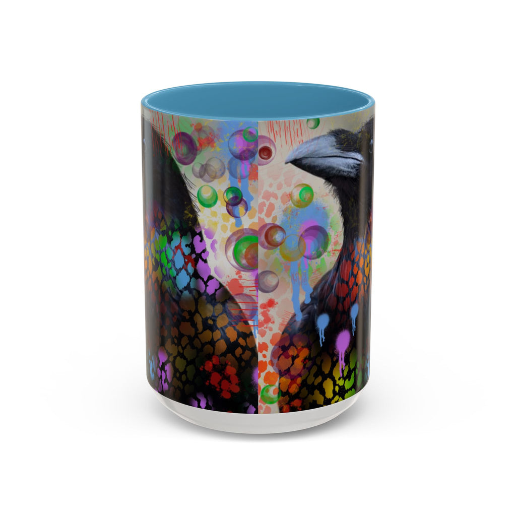 Crow Art Coffee Mug — Colorful Raven Accent Mug (11/15oz)