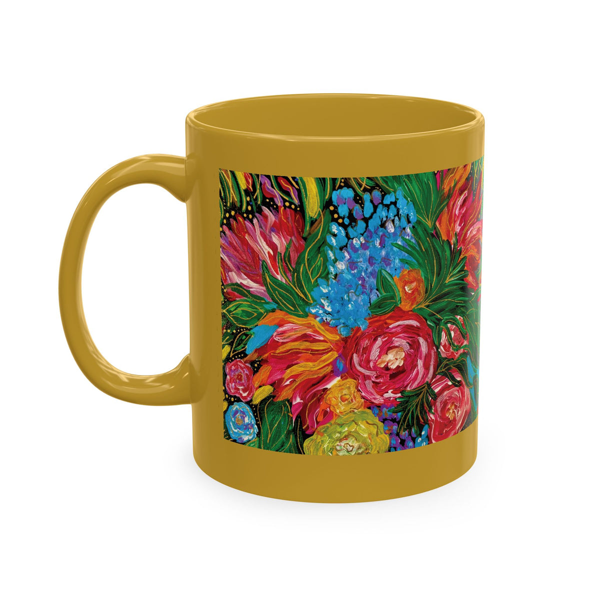 Vibrant Tropical Floral Traditional Ceramic Mug
