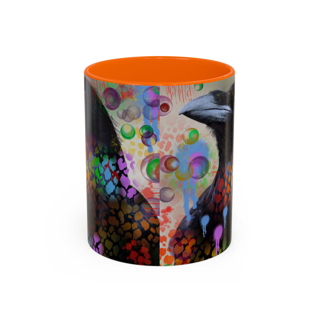 Crow Art Coffee Mug — Colorful Raven Accent Mug (11/15oz)