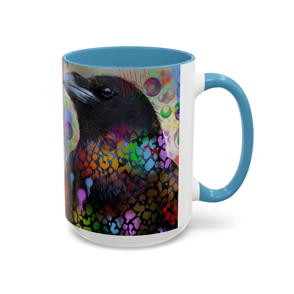 Crow Art Coffee Mug — Colorful Raven Accent Mug (11/15oz)