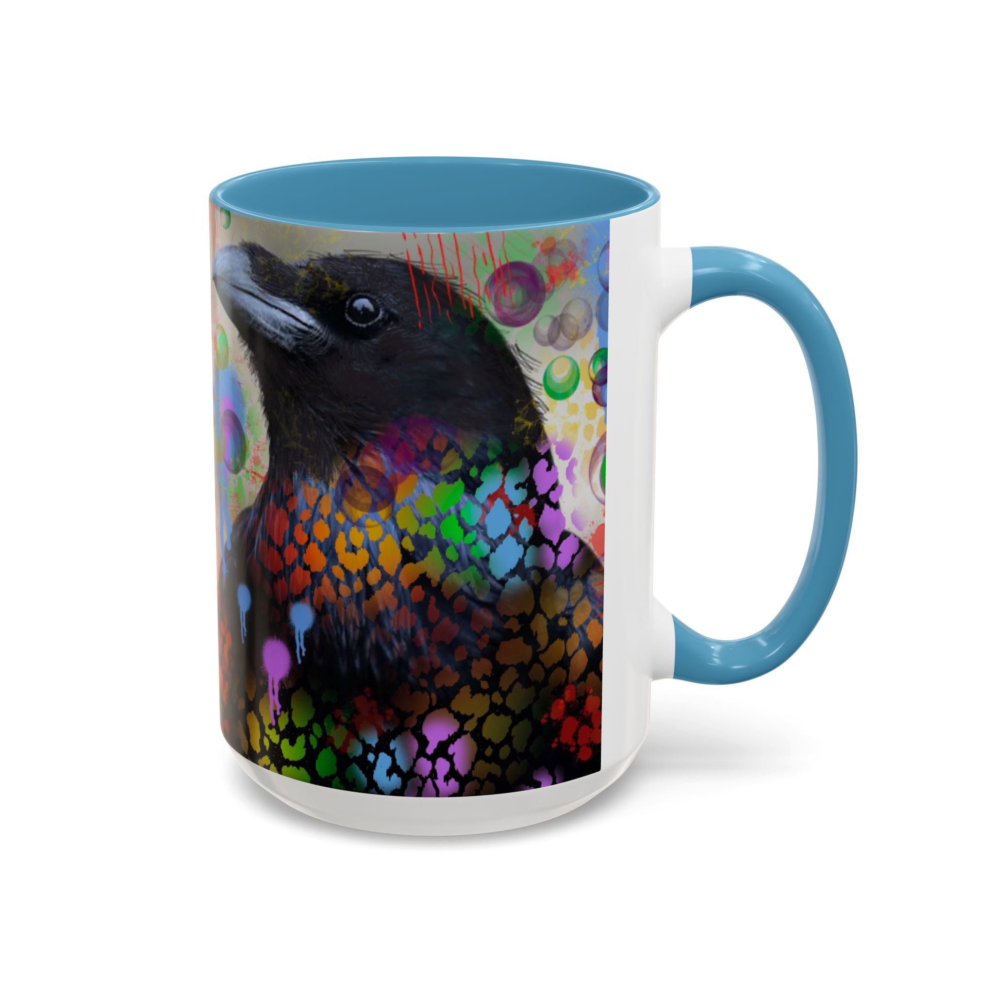 Crow Art Coffee Mug — Colorful Raven Accent Mug (11/15oz)