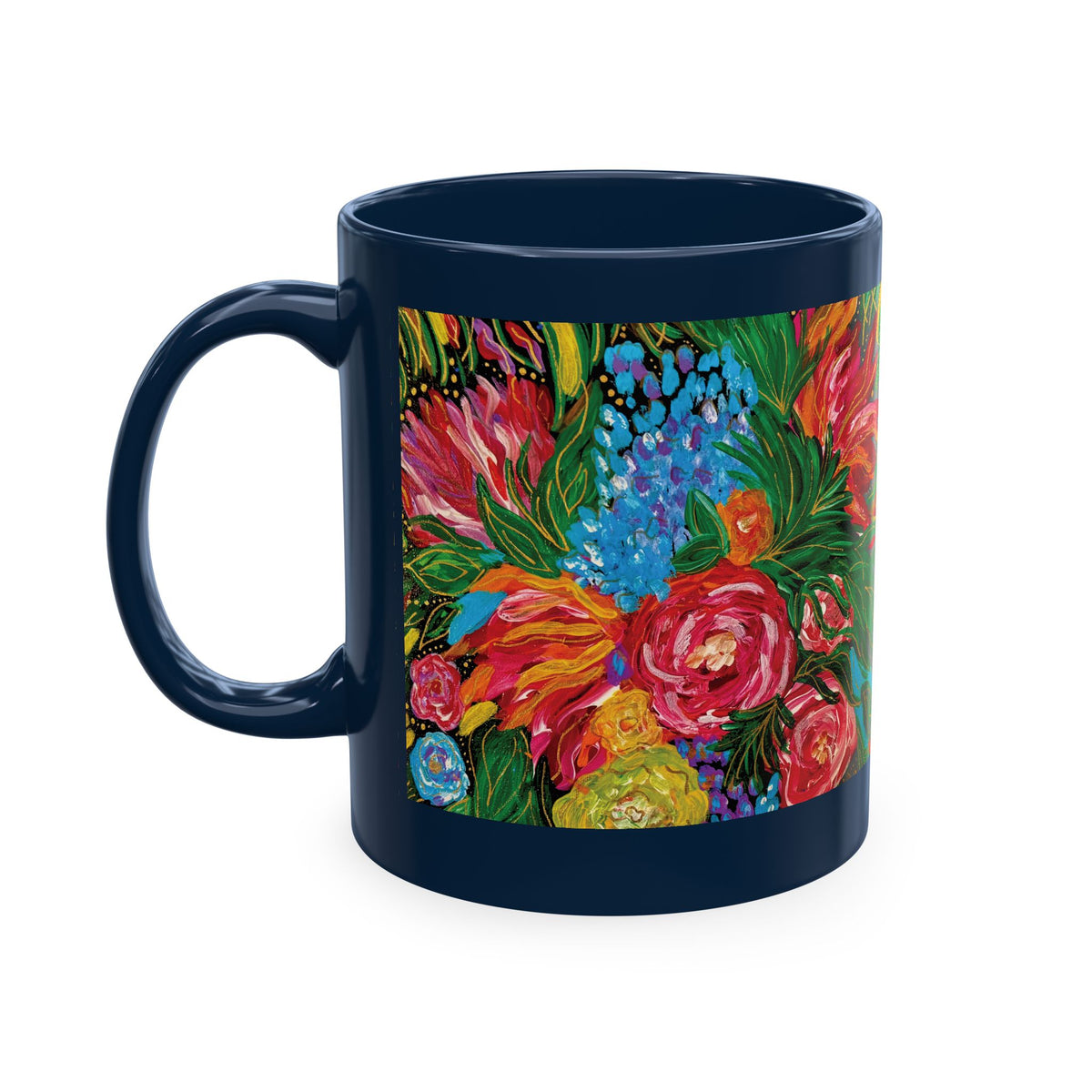 Vibrant Tropical Floral Traditional Ceramic Mug