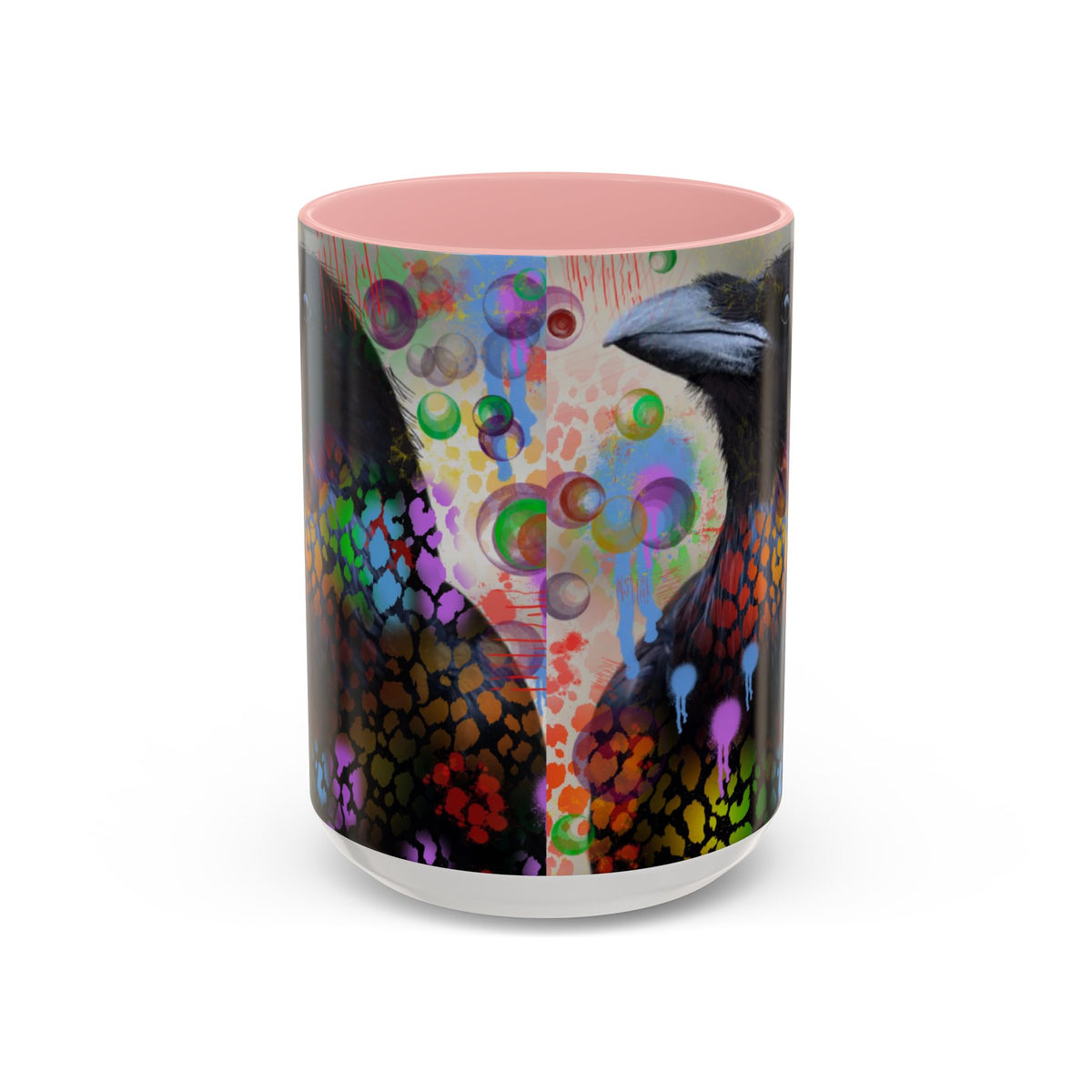 Crow Art Coffee Mug — Colorful Raven Accent Mug (11/15oz)