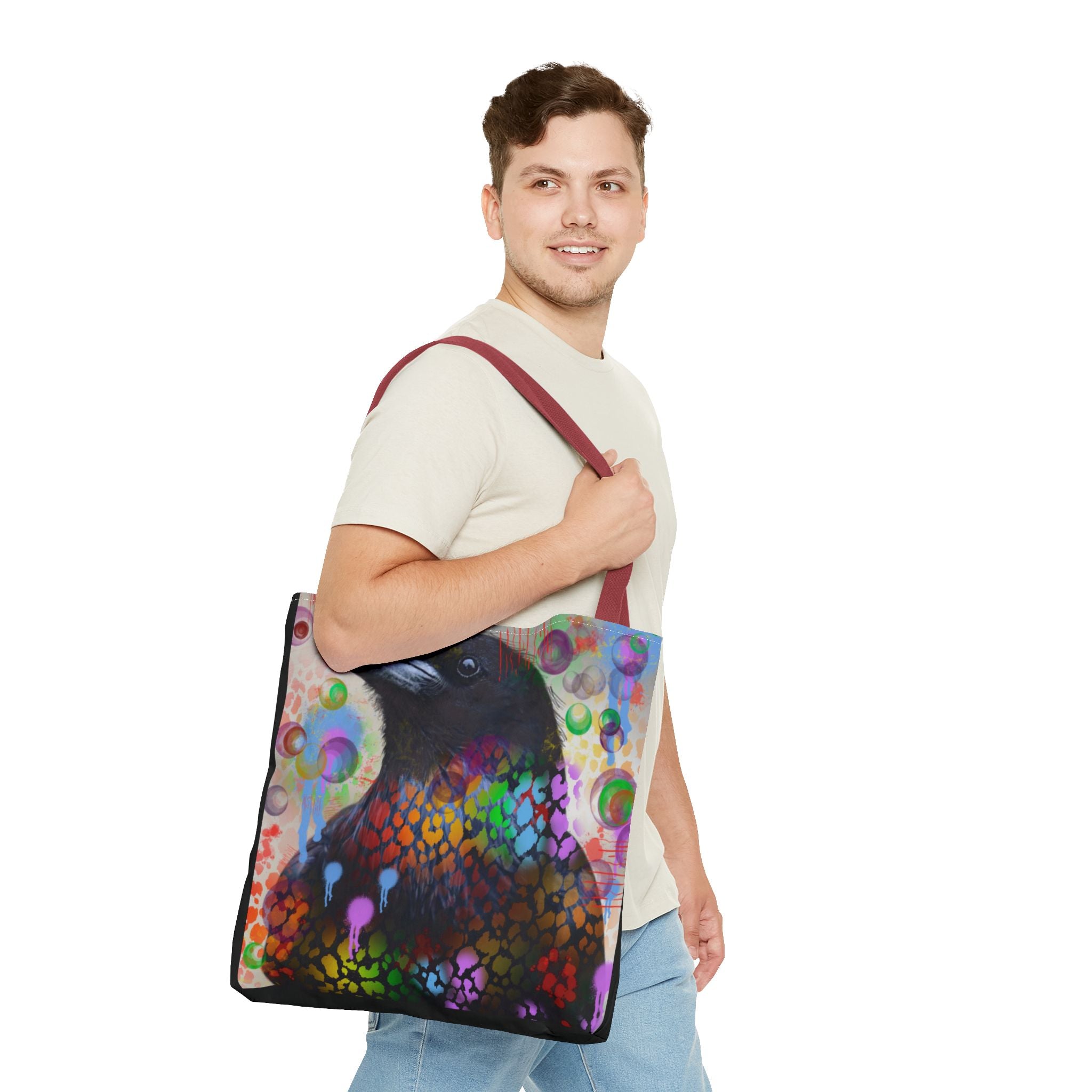 Colorful Raven Tote Bag - Stylish Artful Design for Nature Enthusiasts