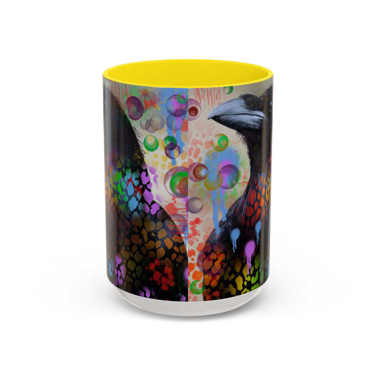 Crow Art Coffee Mug — Colorful Raven Accent Mug (11/15oz)