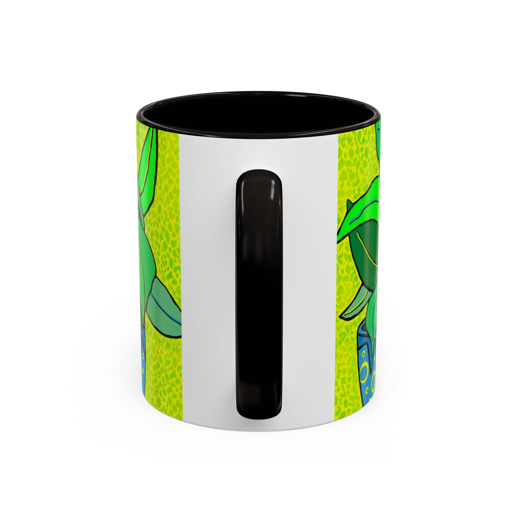 Green Potted Plant Ceramic Mug — Colorful Botanical Coffee Cup (11oz/15oz)