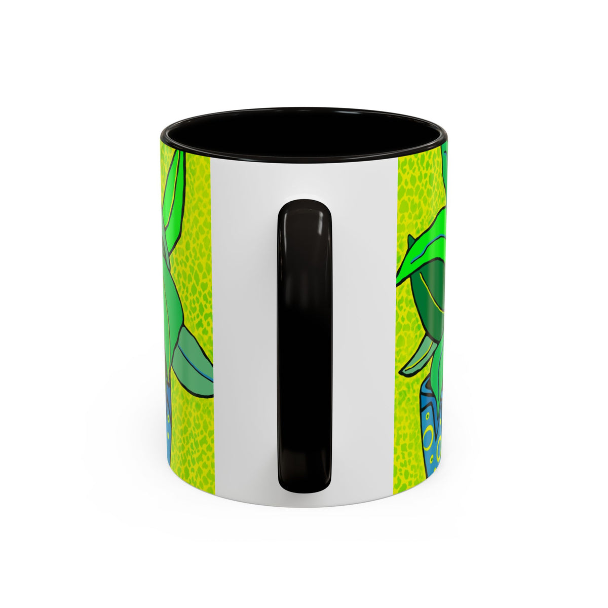 Green Potted Plant Ceramic Mug — Colorful Botanical Coffee Cup (11oz/15oz)