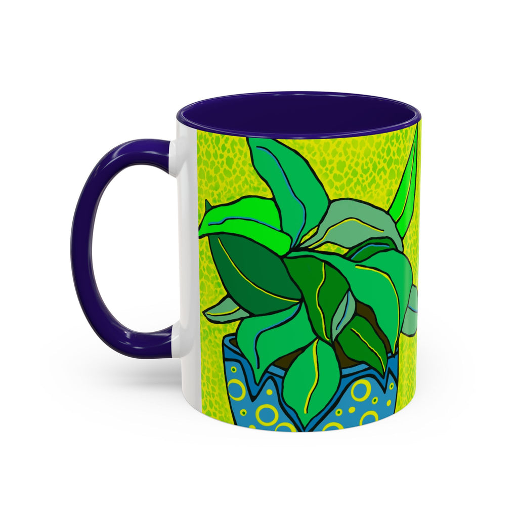 Green Potted Plant Ceramic Mug — Colorful Botanical Coffee Cup (11oz/15oz)