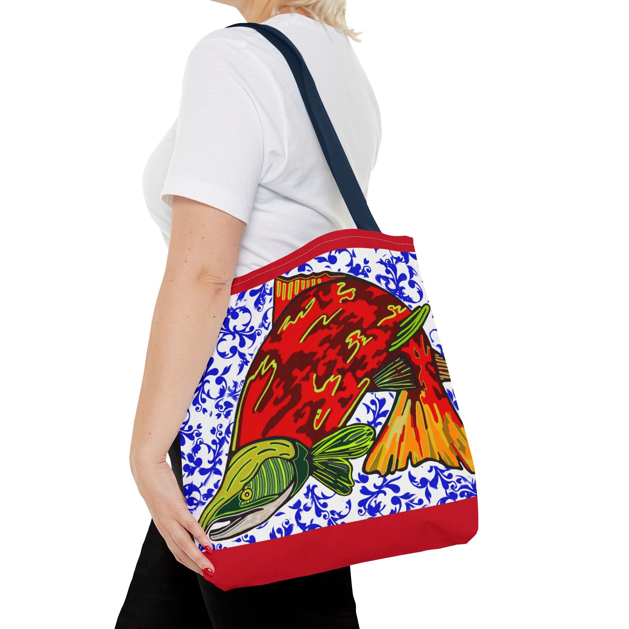 Salmon Art Tote Bag -  For Fishing Lovers Enthusiasts