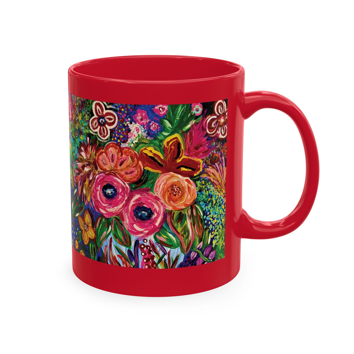 Vibrant Floral Garden Art Coffee Cup