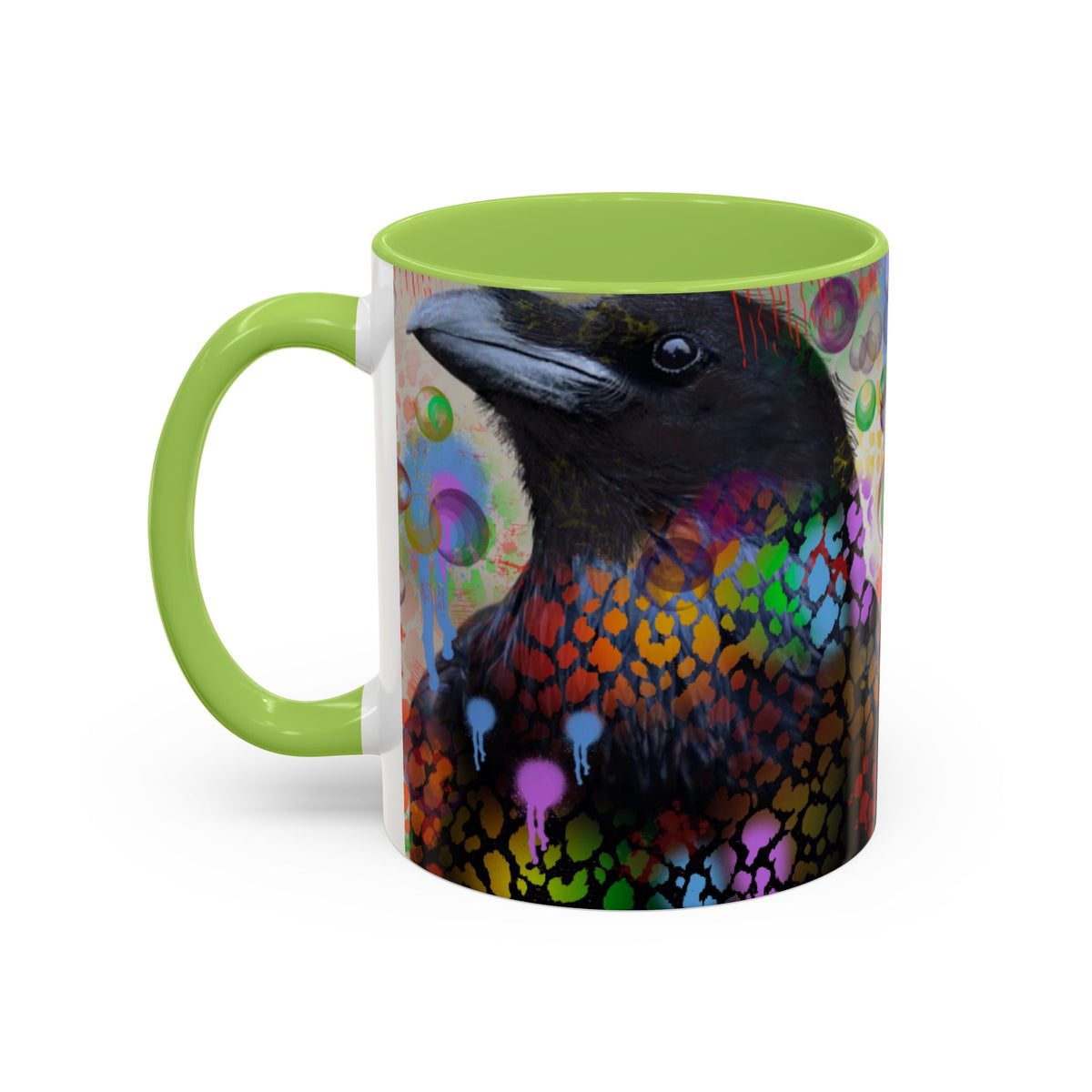 Crow Art Coffee Mug — Colorful Raven Accent Mug (11/15oz)