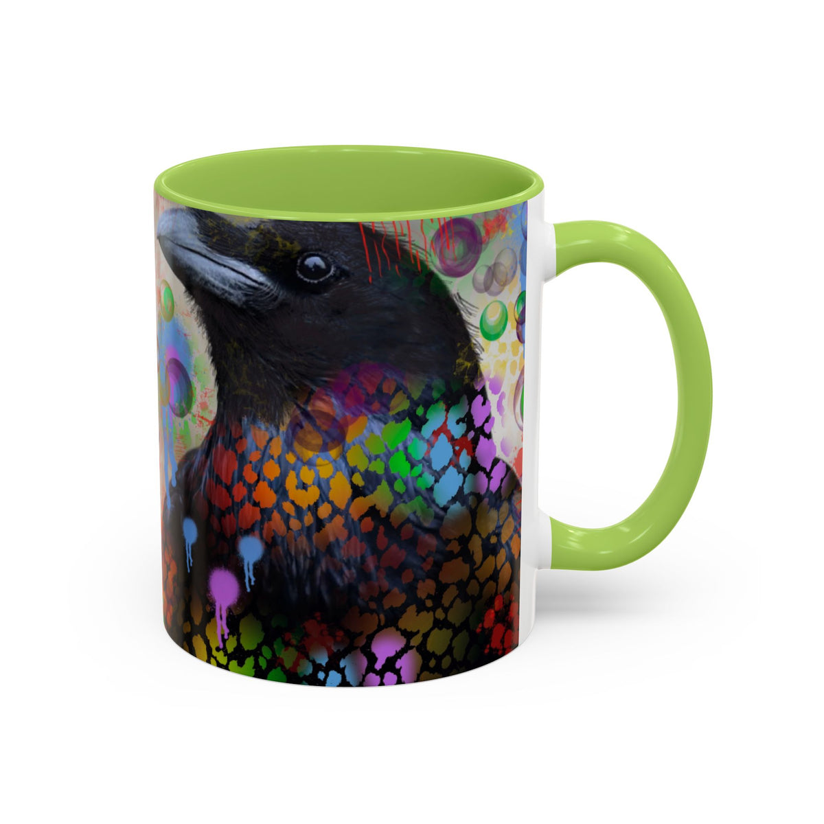 Crow Art Coffee Mug — Colorful Raven Accent Mug (11/15oz)