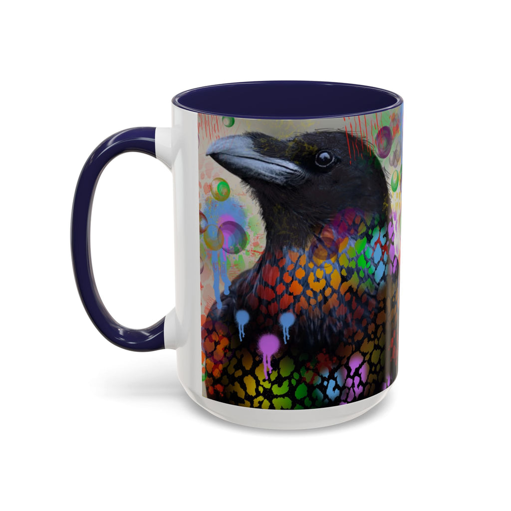 Crow Art Coffee Mug — Colorful Raven Accent Mug (11/15oz)