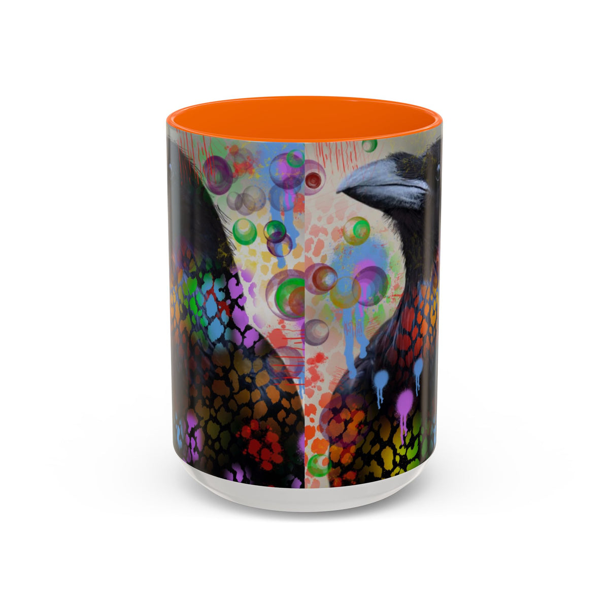 Crow Art Coffee Mug — Colorful Raven Accent Mug (11/15oz)