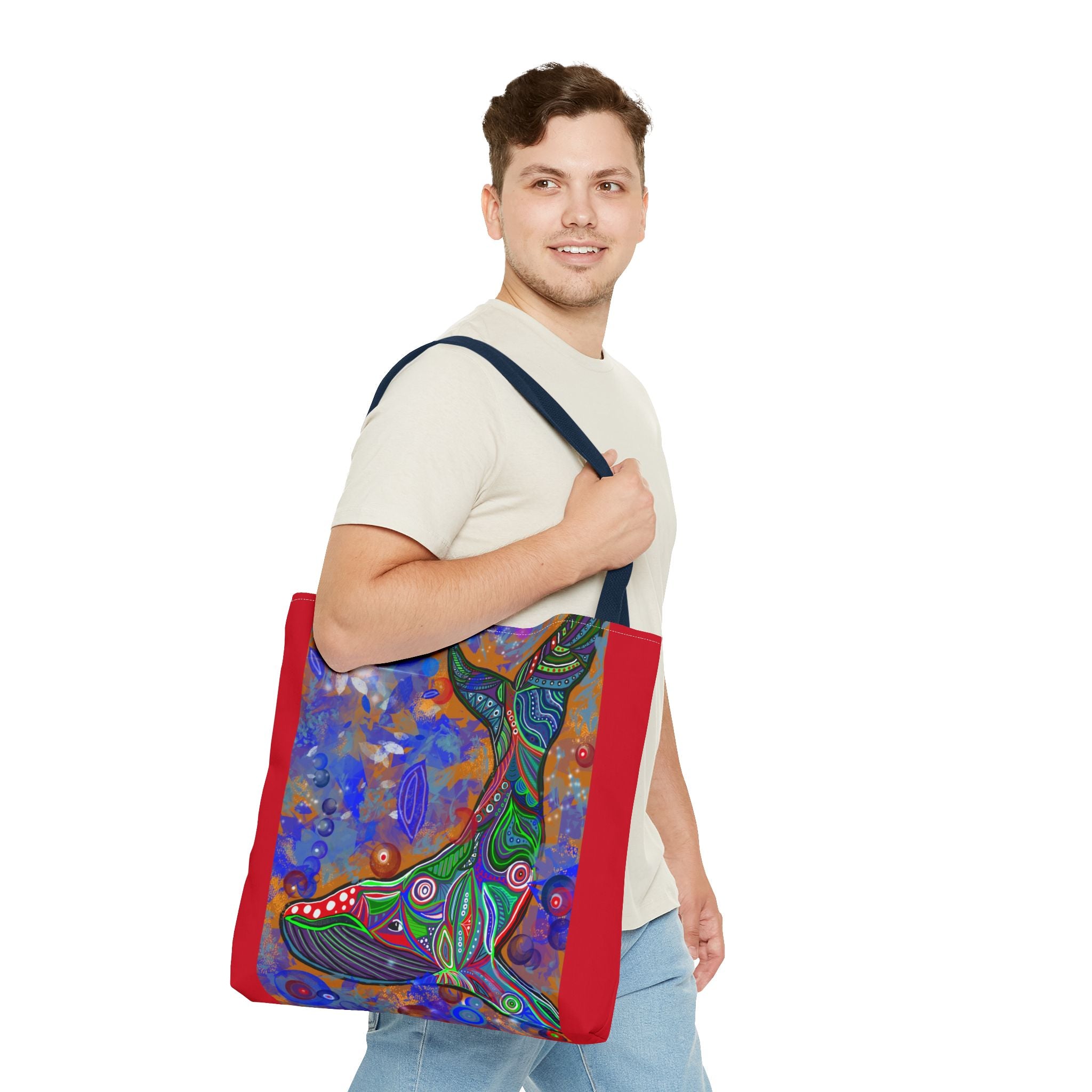 Colorful Whale Art Tote Bag - Eco-Friendly & Stylish Beach Accessory