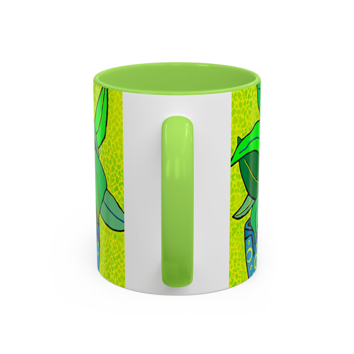 Green Potted Plant Ceramic Mug — Colorful Botanical Coffee Cup (11oz/15oz)