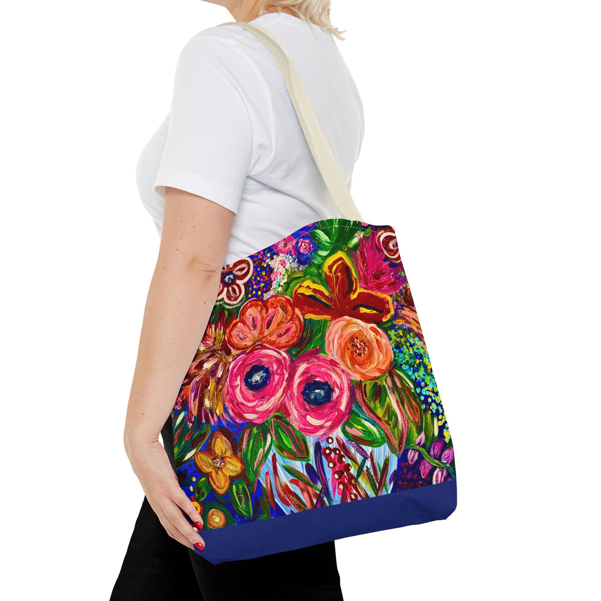Floral Burst Tote Bag – Colorful Hand-Painted Garden Print AOP