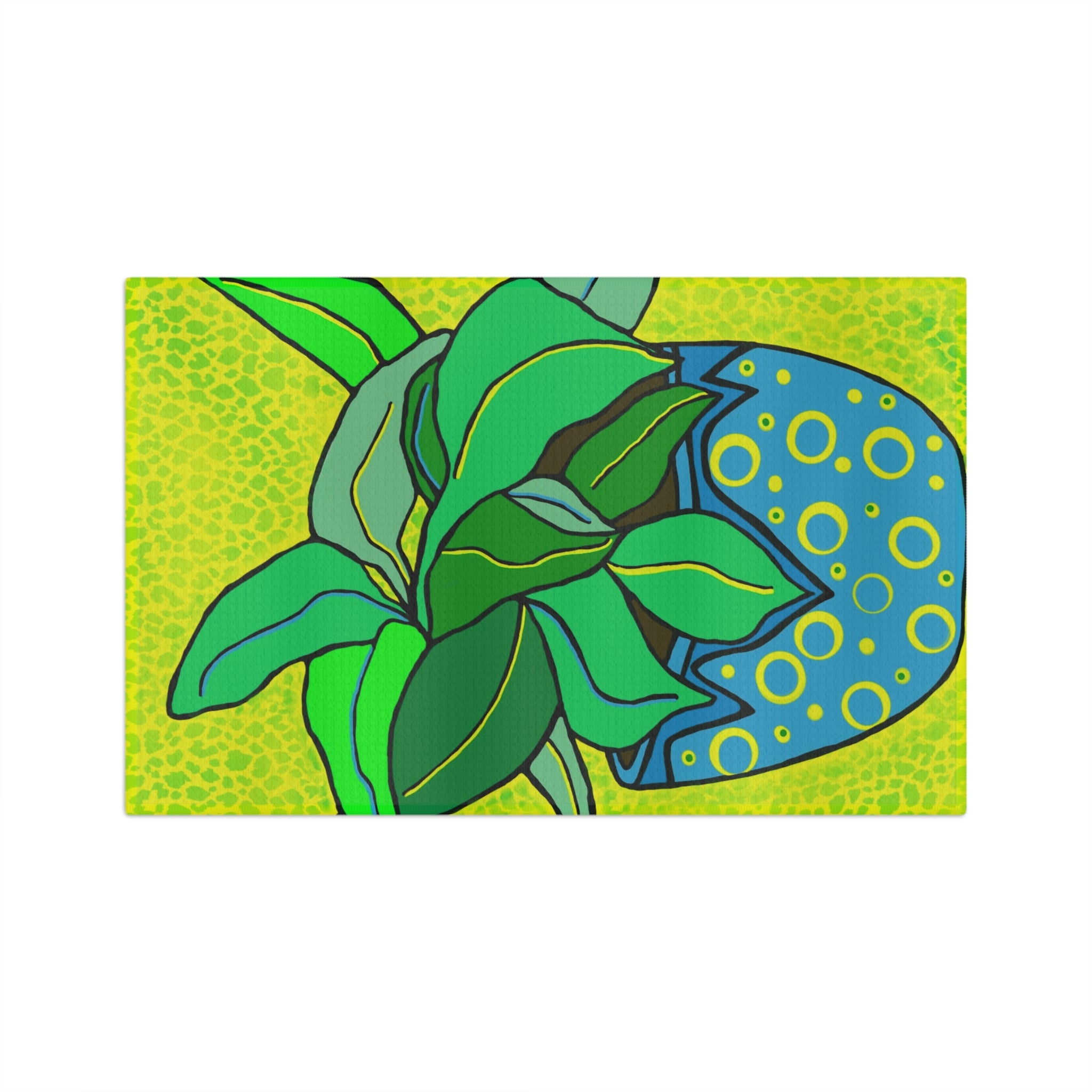Green Potted Plant Microfiber Tea Towel