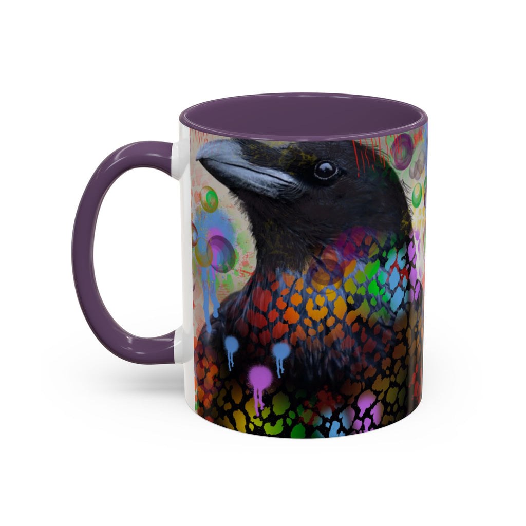 Crow Art Coffee Mug — Colorful Raven Accent Mug (11/15oz)