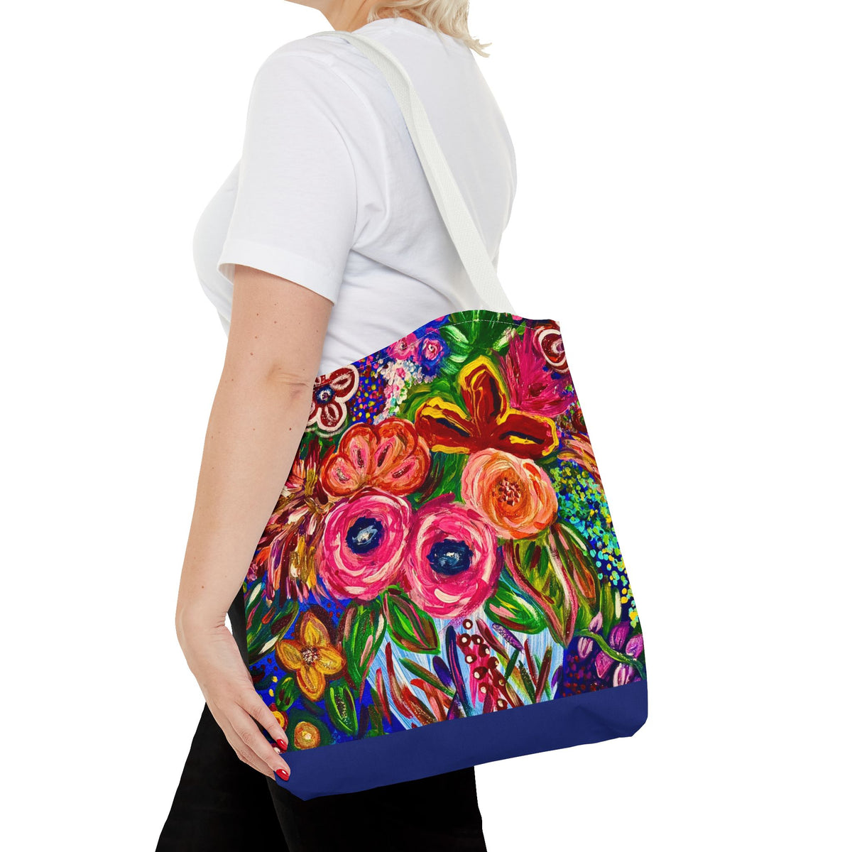 Floral Burst Tote Bag – Colorful Hand-Painted Garden Print AOP