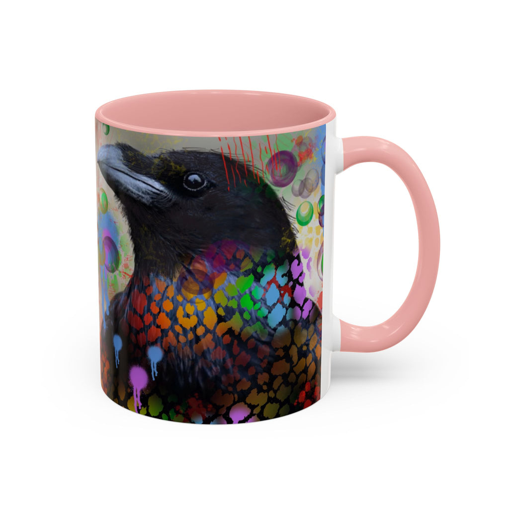 Crow Art Coffee Mug — Colorful Raven Accent Mug (11/15oz)