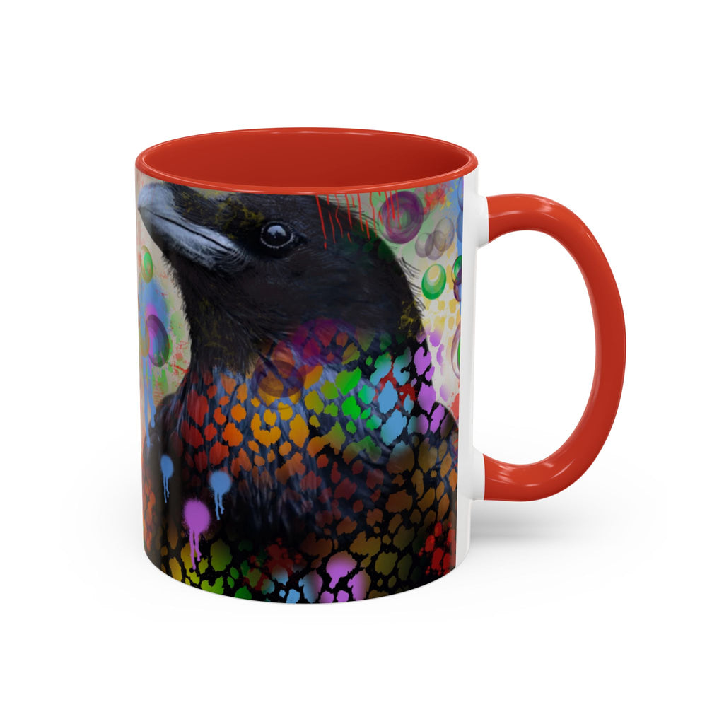 Crow Art Coffee Mug — Colorful Raven Accent Mug (11/15oz)