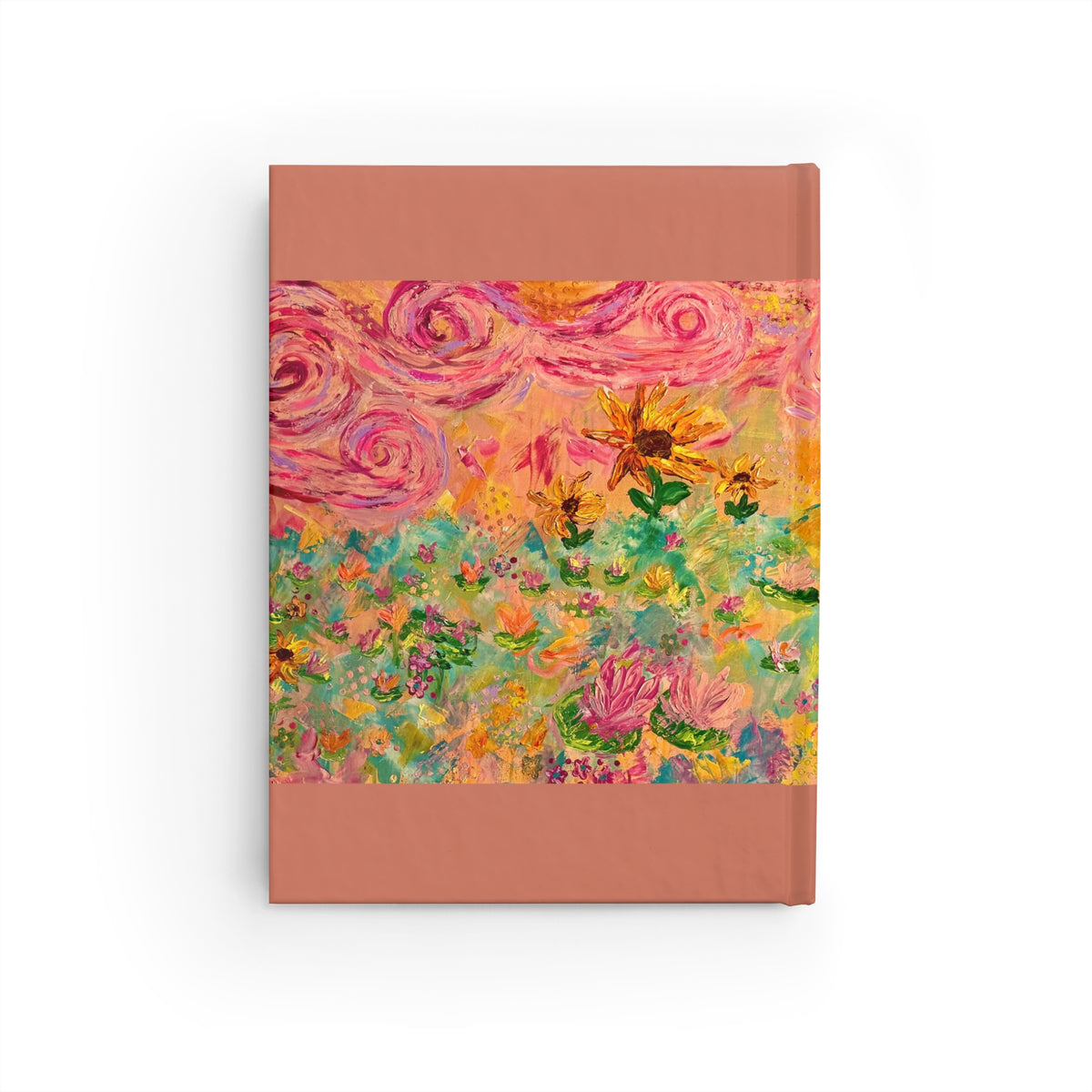 Floral Sunrise Hardcover Journal — Pink Impressionist Garden Notebook