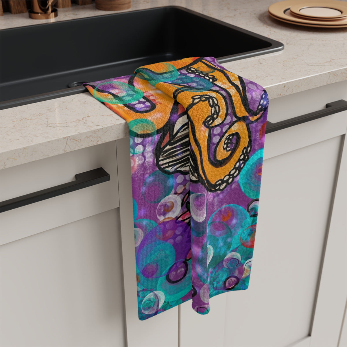 Octopus & Mushroom Microfiber Tea Towel