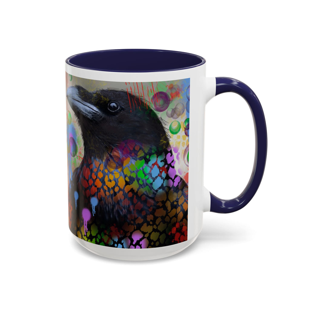 Crow Art Coffee Mug — Colorful Raven Accent Mug (11/15oz)