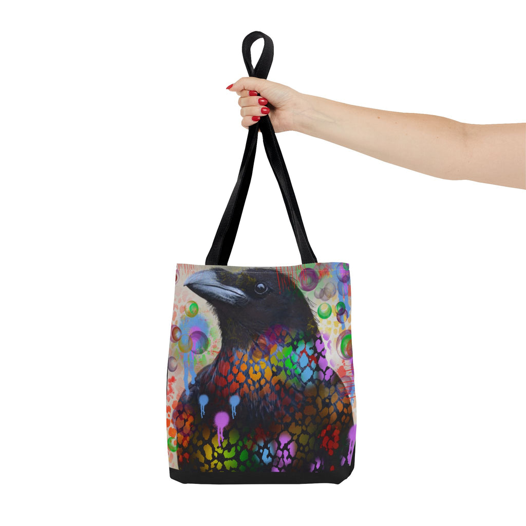 Colorful Raven Tote Bag - Stylish Artful Design for Nature Enthusiasts