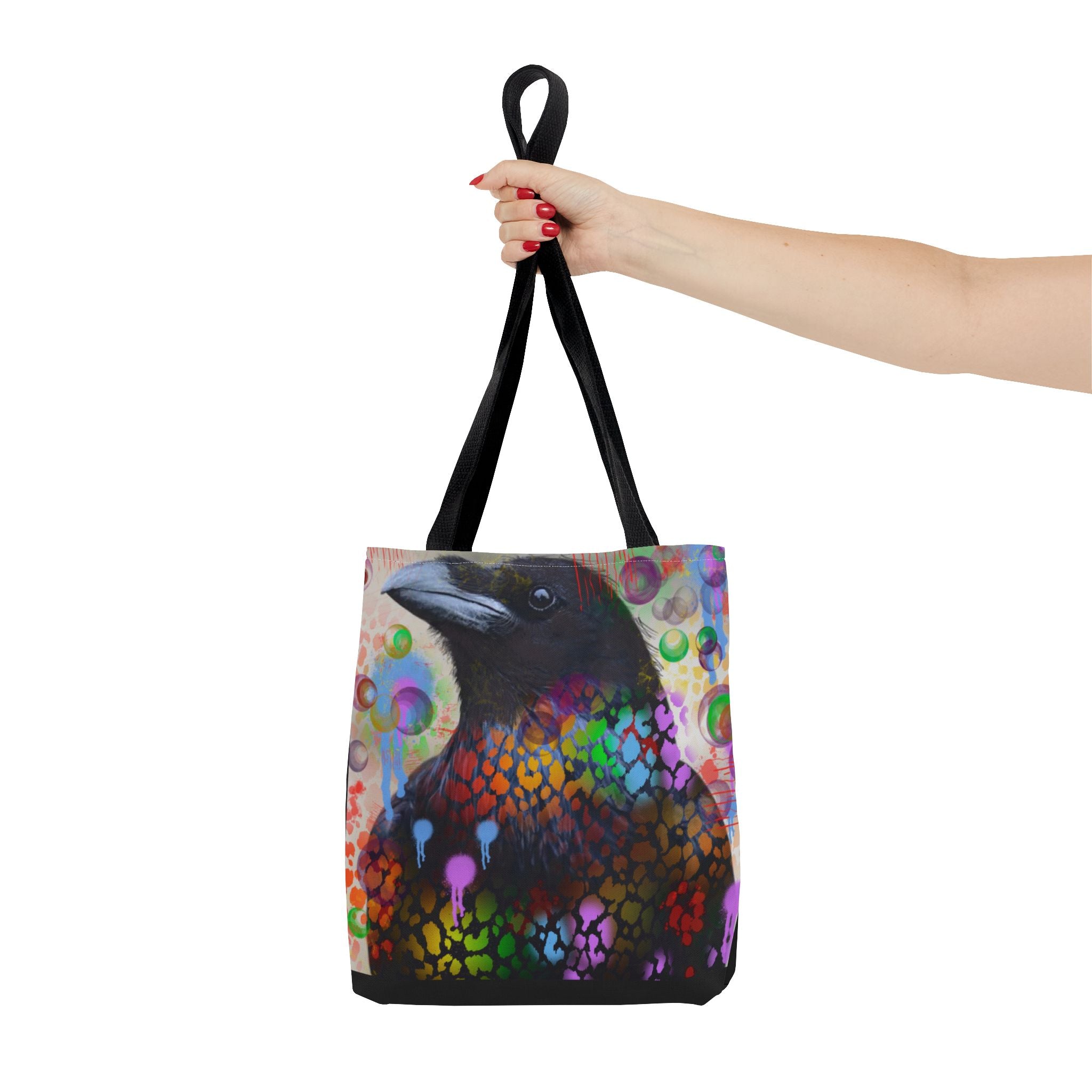 Colorful Raven Tote Bag - Stylish Artful Design for Nature Enthusiasts