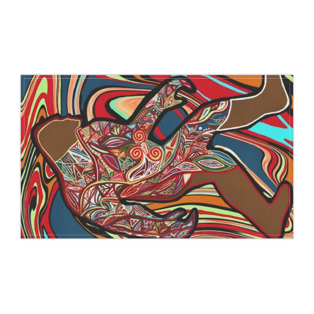 Abstract Bigfoot Cotton Tea Towel — Colorful Boho Kitchen Line
