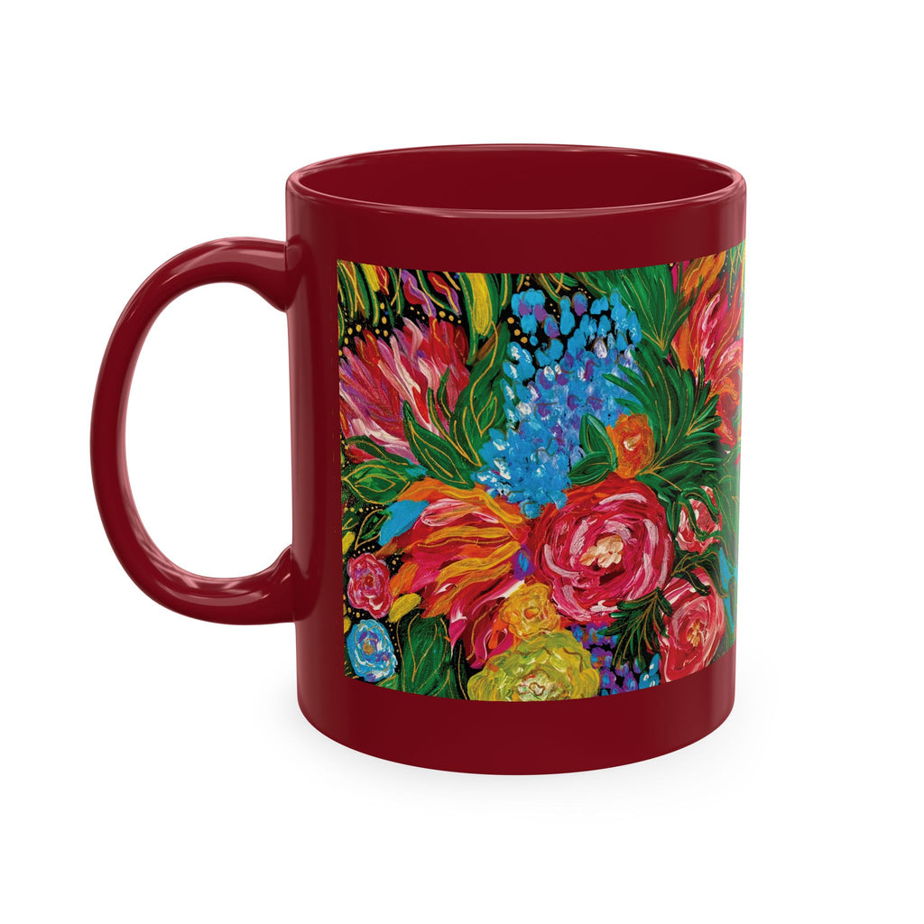 Vibrant Tropical Floral Traditional Ceramic Mug