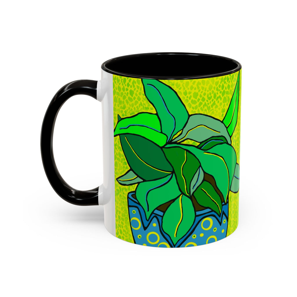 Green Potted Plant Ceramic Mug — Colorful Botanical Coffee Cup (11oz/15oz)