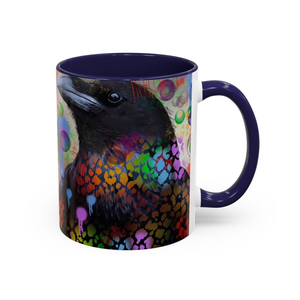 Crow Art Coffee Mug — Colorful Raven Accent Mug (11/15oz)