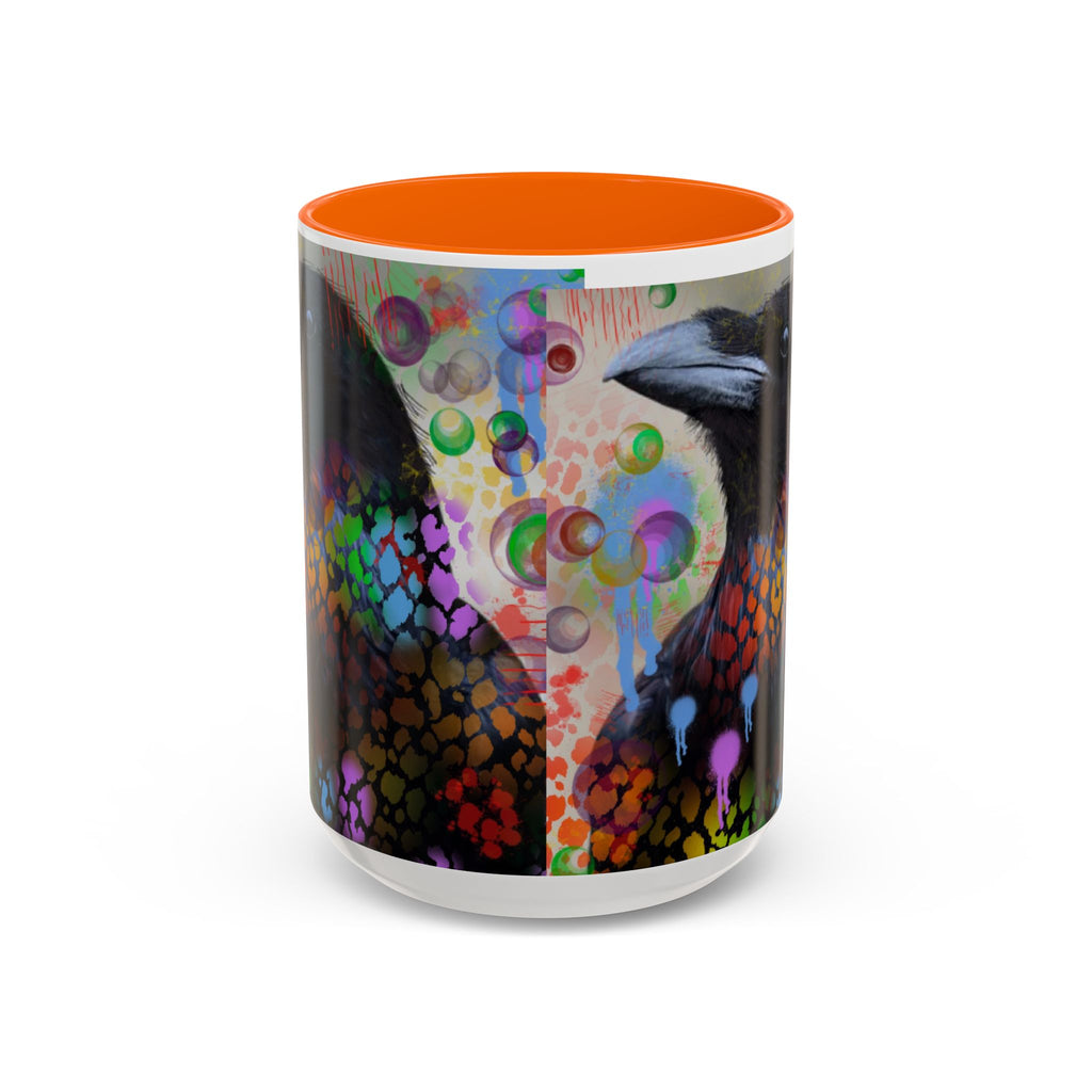 Crow Art Coffee Mug — Colorful Raven Accent Mug (11/15oz)