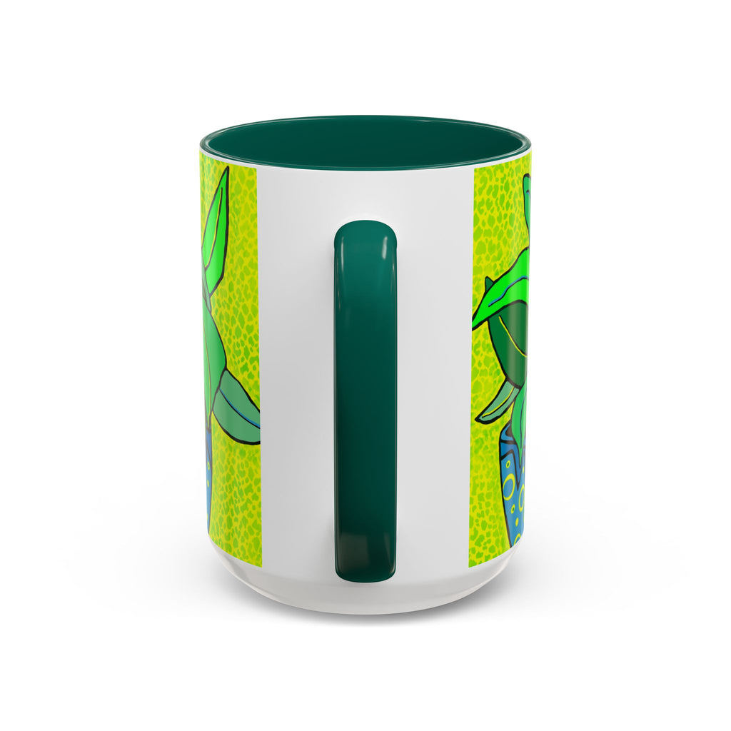 Green Potted Plant Ceramic Mug — Colorful Botanical Coffee Cup (11oz/15oz)
