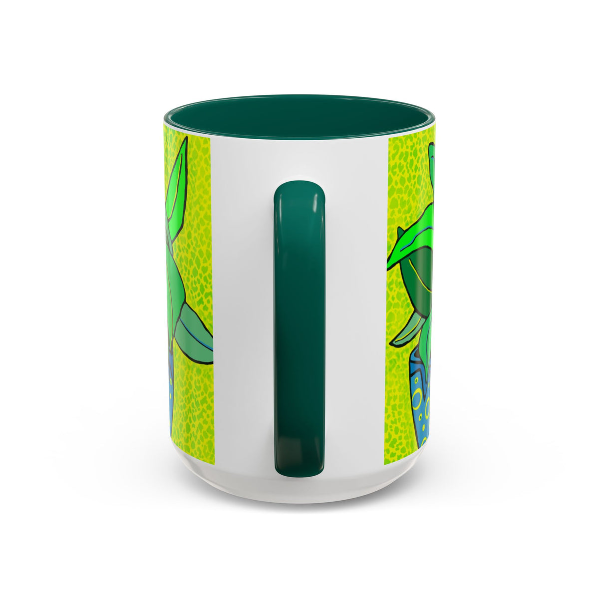 Green Potted Plant Ceramic Mug — Colorful Botanical Coffee Cup (11oz/15oz)