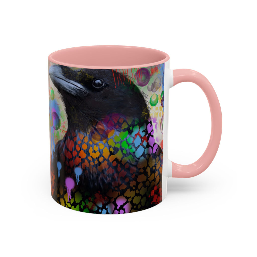 Crow Art Coffee Mug — Colorful Raven Accent Mug (11/15oz)