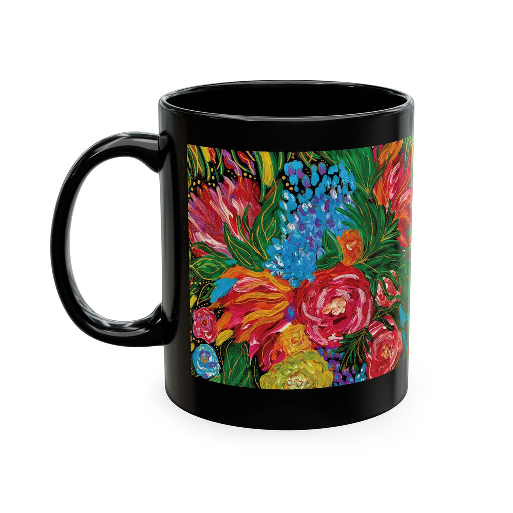 Vibrant Tropical Floral Traditional Ceramic Mug