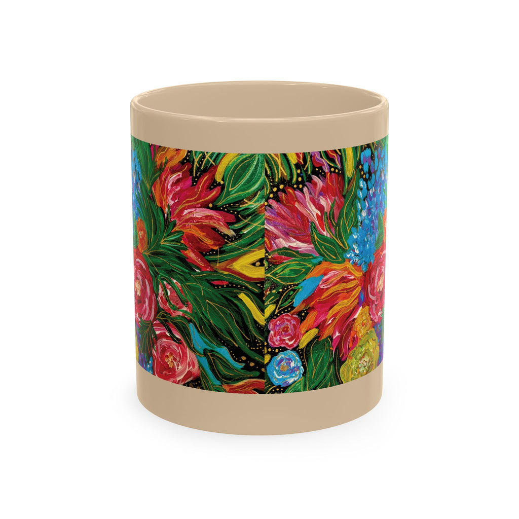 Vibrant Tropical Floral Traditional Ceramic Mug